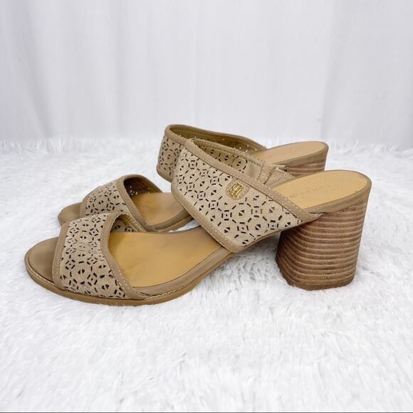 TOMMY HILFIGER / tan laser cut chunky sandals - Picture 4 of 11